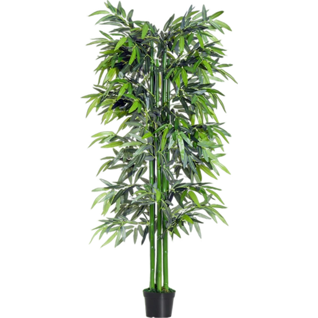 HOMCOM Artificial Bamboo Tree Plant With Pot 1.8M, Green