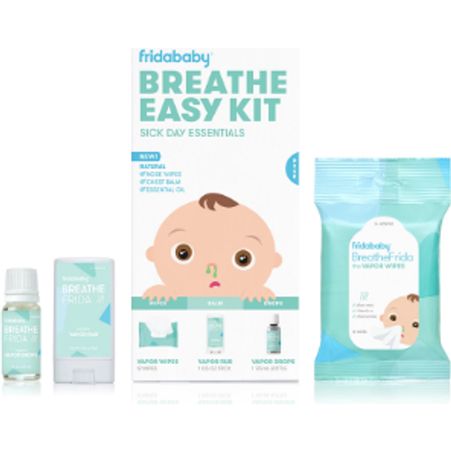 Frida Baby Breathe Easy Kit Sick Day Baby Essentials - Vapor Wipes  Vapor Rub + Organic Vapor Drops to Help Baby Breathe Easy  Natural Baby Congestion