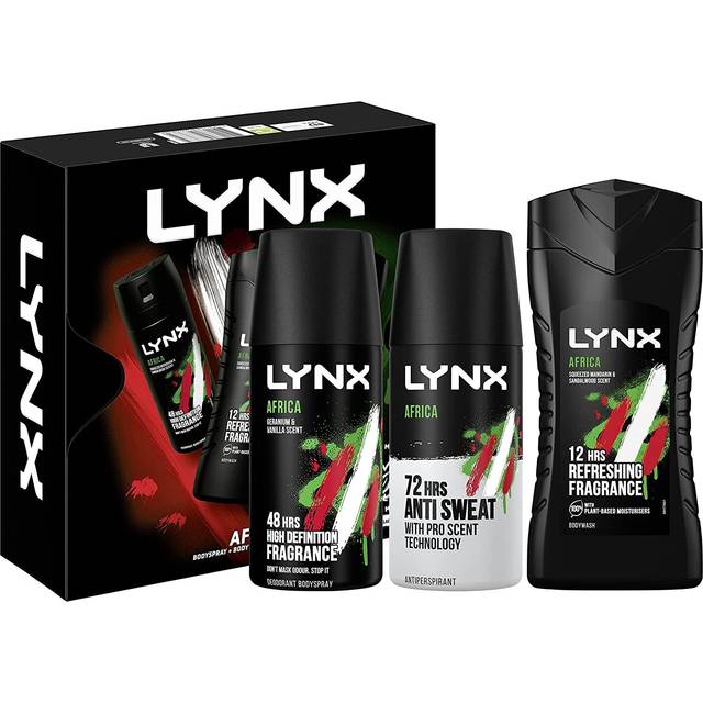 Lynx africa trio gift set bodywash, body spray and anti-perspirant pack of 3
