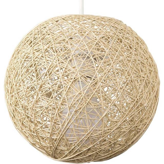 ValueLights Bjorn Cream Rattan Wicker Pendant Shade Small - 17.5 x 20 x 20cm