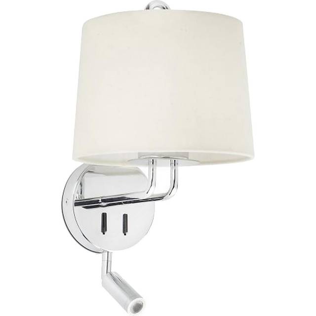 Faro Montreal Chrome, Beige Shade Wall Lamp With Reading Light