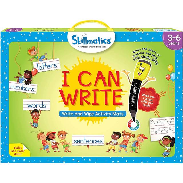 Skillmatics Educational Game: I Can Write 3-6 Years | Erasable and Reusable Activity Mats with 2 Dry Erase Markers | Learning Tools for Boys and Girls