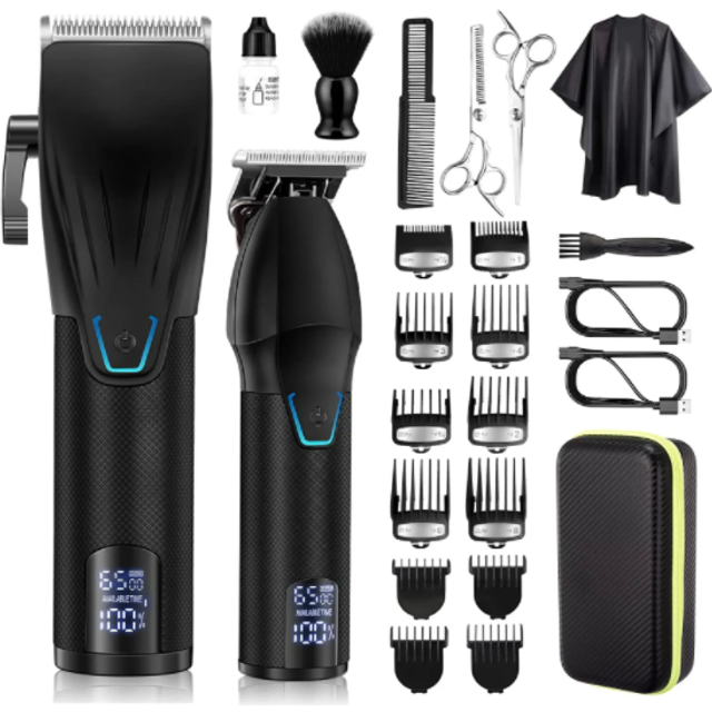 Karrte Professional Hair Clippers and Trimmer Kit for Men Barber Clipper Set Cordless Hair Cutting Beard Trimmer Grooming Haircut Kit
