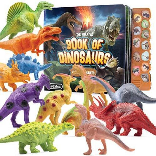 Prextex 12-Piece Dinosaur Figures Set - Toddler-Friendly Plastic Dinosaur Toys for Boys and Girls, Jurassic World Inspired, Ideal Cake Toppers -