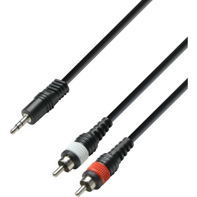 Adam Hall kablar kabel 3,5 mm uttag stereo till 2 x RCA hane 3 m innerkabel