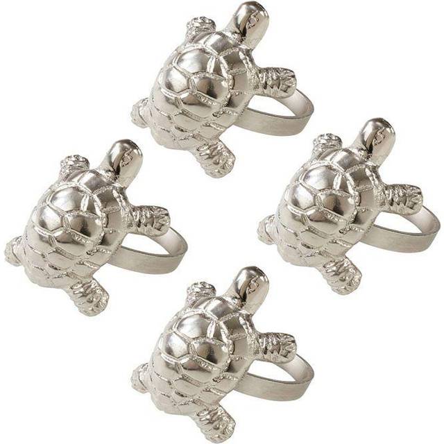 Saro Lifestyle NR783.S Turtle Dinner Napkin Ring, Silver - Set of 4