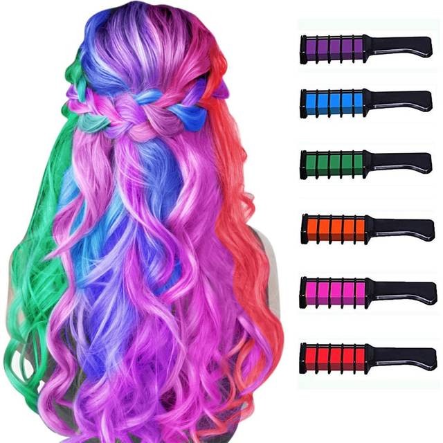 New Hair Chalk Comb Temporary Hair Color Dye for Girls Kids  Washable Hair Chalk for Girls Age 4 5 6 7 8 9 10-12 Birthday Christmas Cosplay Hair DIY P