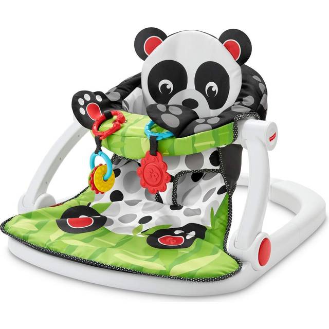 Fisher-Price Portable Baby Chair Sit-Me-Up Floor Seat with Developmental Toys and Crinkle & Squeaker Seat Pad  Panda Paws