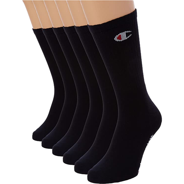 Champion Unisex Core 6PP Crew U20005 Strumpor, Svart, 39-42