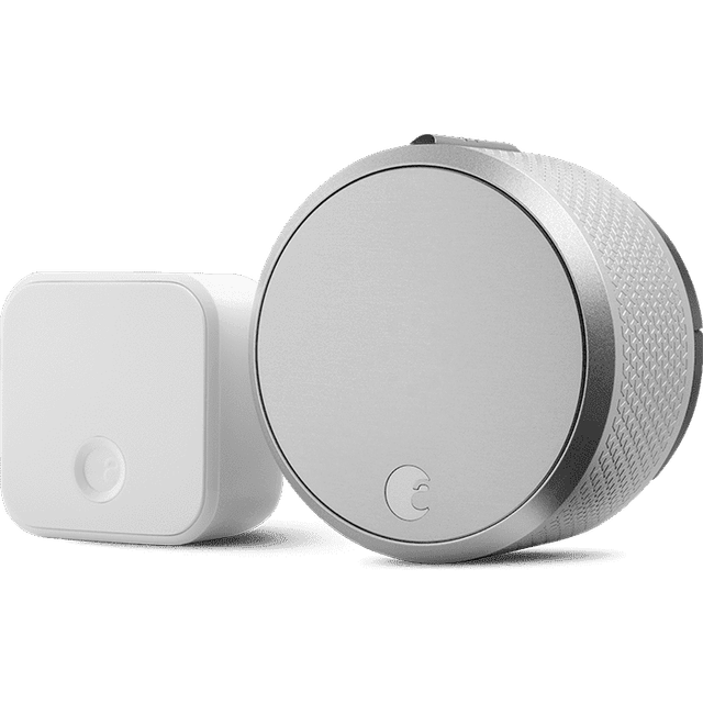 August Smart Lock Pro + Connect Hub - Wi-Fi Smart Lock for Keyless Entry - Works with Alexa, Google Assistant, and more  Silver