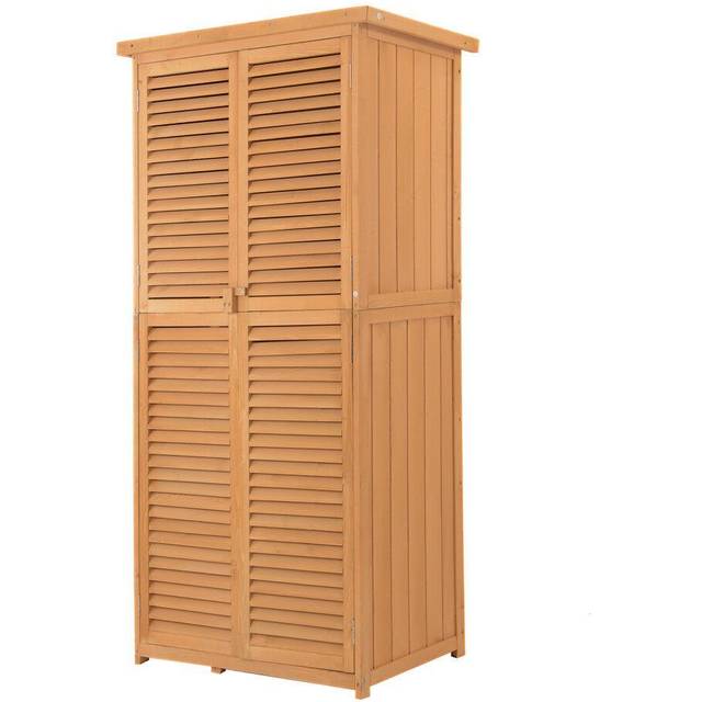 Outsunny 2.5 x 1.4ft Natural Garden Wooden Shed - Brown - 2 x 3ft
