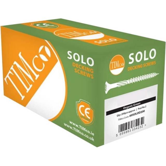 Box 200 Solo Exterior Green Decking Screws PZ Double Countersunk 4.5 x 70