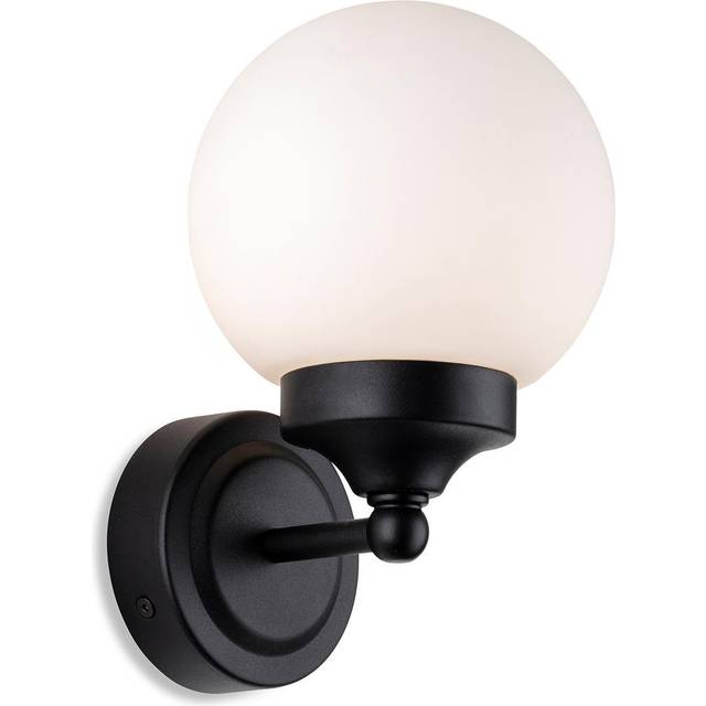 Firstlight Louis Contemporary Style Wall Light in Black and Opal Glass