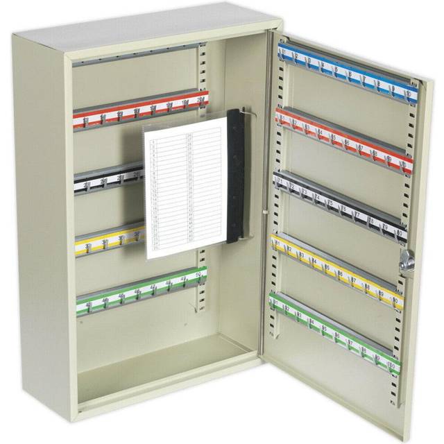 Wall Mounted Locking Key Cabinet Safe - 100 Key Capacity - 375 x 550 x 140mm