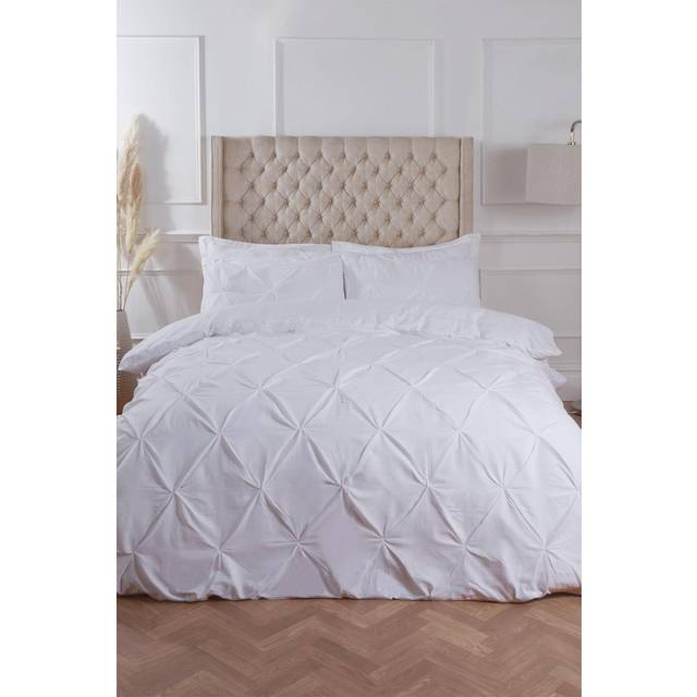 Highams Diamond Pintuck Duvet Set - White / 5cm / King