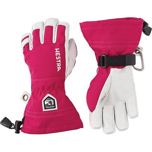 Hestra Kid's Army Leather Heli Ski 5 Finger Handskar Barn Storlek 3 Färg rosa