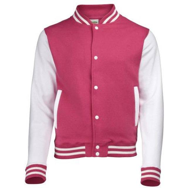 (12-13, Purple/White) Awdis Kids Unisex Varsity Jacket / Schoolwear