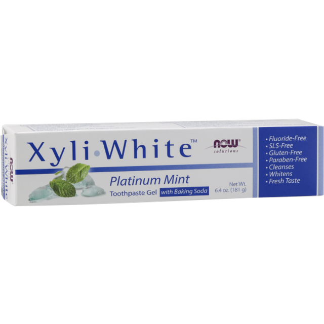 NOW Solutions Xyli White Toothpaste Gel with Baking Soda Platinum Mint 6.4 oz