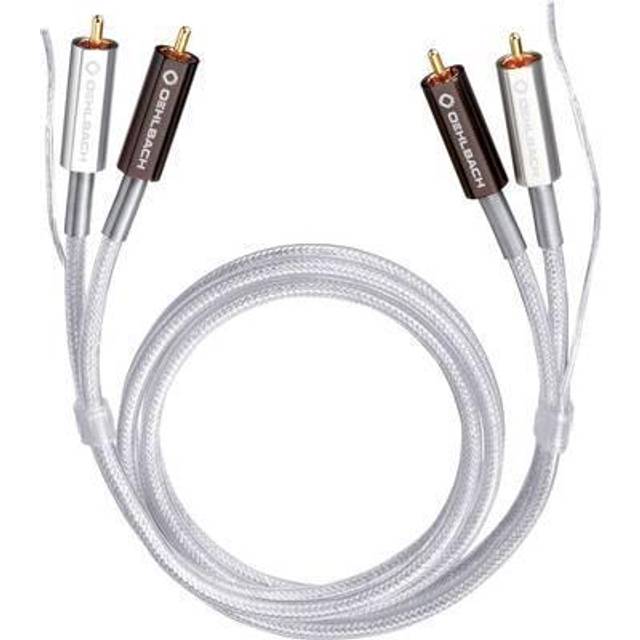 Oehlbach Silver Express Plus 50,Skivspelare Phono Audio-RCA-Kabel Set,Extra Jordad Kabel, Spofc & 2-Vägs Avskärmning,50 cm,Silver