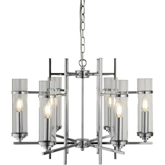 Searchlight 3096-6CC Milo Chrome 6 Light Pend-clear Glass Cylinder Sha