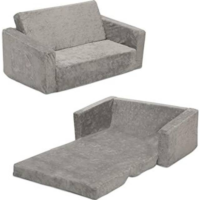 Serta Perfect Sleeper Extra Wide Convertible Sofa to Lounger - Comfy 2-in-1 Flip Open Couch/Sleeper for Kids, Grey