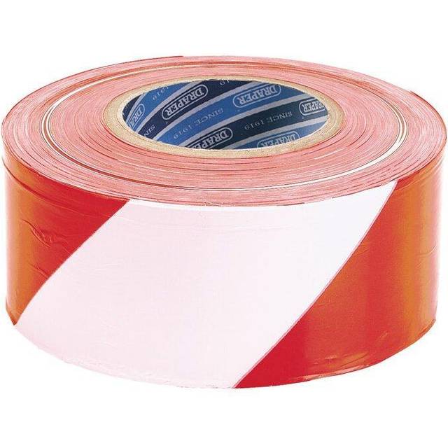 Draper 75mm x 500M Red and White Barrier Tape Roll (66041)
