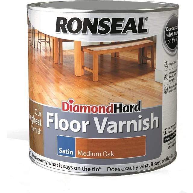 Ronseal Diamond Hard Coloured Floor Varnish, Medium Oak 2.5L, Stains, Varnishes, Floor Stain, Stair Stain