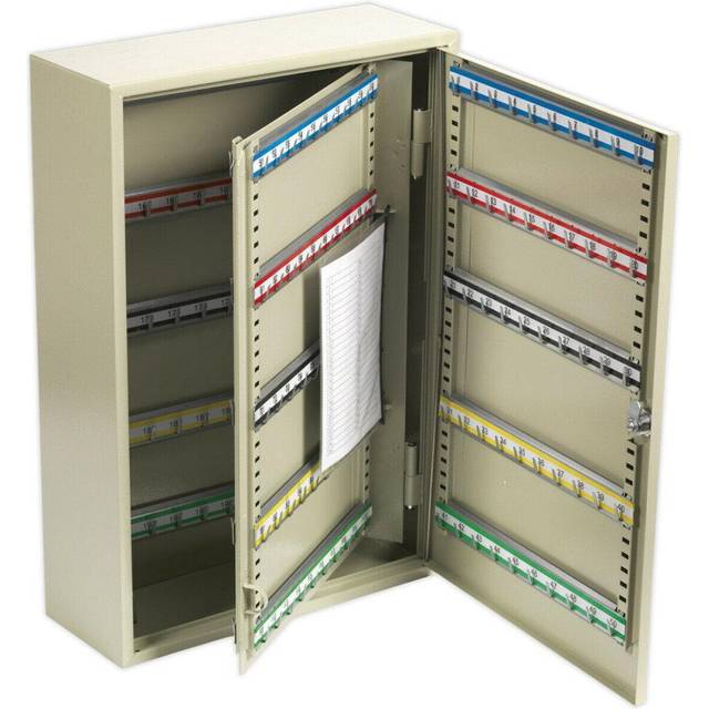 Wall Mounted Locking Key Cabinet Safe - 200 Key Capacity - 375 x 550 x 140mm