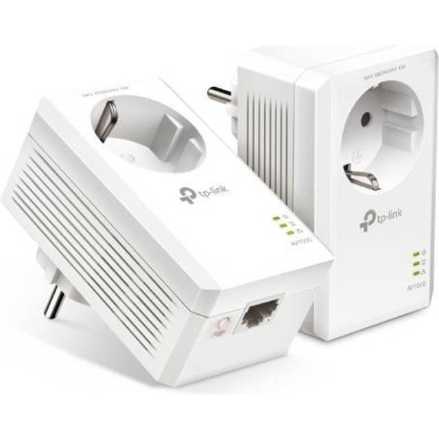 TP-Link TL-PA7019P KIT AV1000 Gigabit Powerline-adapter med Uttag (1x Gigabit-port, Plug and Play, Energibesparande, Kompatibel med Alla Vanliga Powerline-adaptrar) Vit