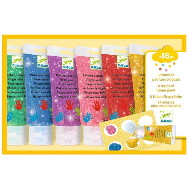6 Tubes of Glittery Finger Paint by DJECO yellow