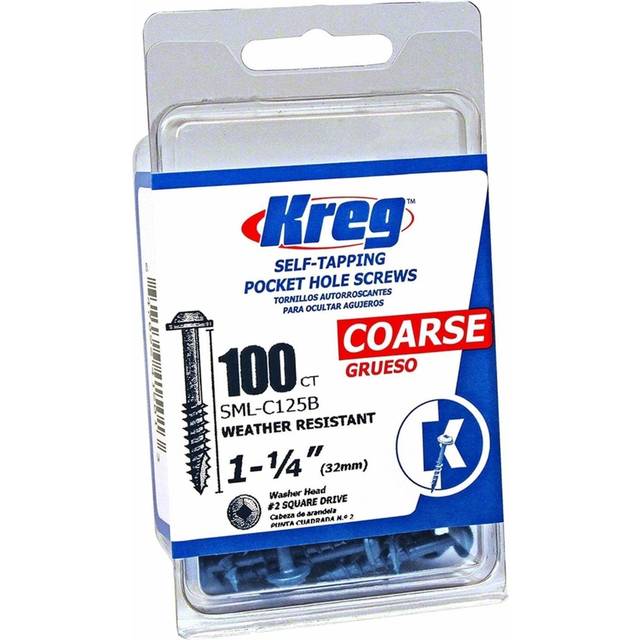 Kreg SML-C125B-100 Blue-Kote Weather Resistant Pocket Screws  1 1/4 Inch  8 Coarse Thread  Maxi-Loc Head  (100 Count)