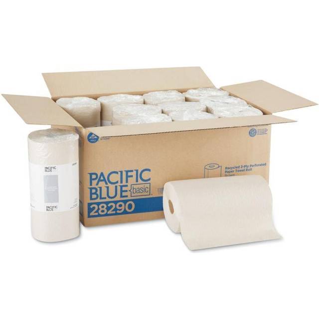 Pacific Blue Basic 2-Ply Recycled Perforated Paper Roll Towel by GP PRO (Georgia-Pacific)  Brown  28290  250 Sheets Per Roll  12 Rolls Per Case