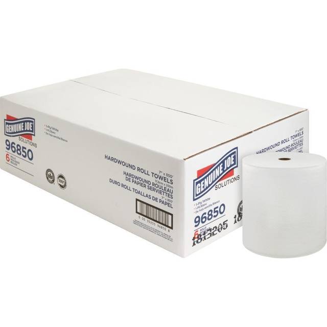 Genuine Joe Solutions Solutions 850 Hardwound Paper Towels  6 Rolls  7 x 850 ft  White