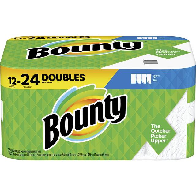 Bounty Select-A-Size Paper Towels, White 105 sheets/roll, 12 rolls