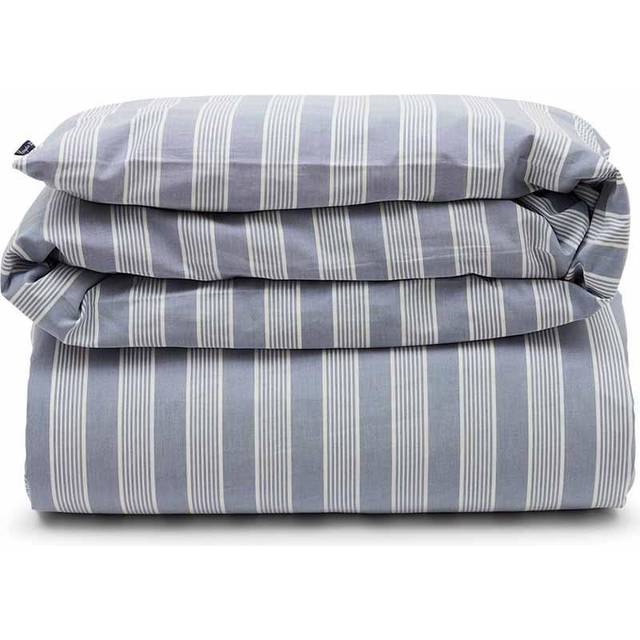 Lexington Striped Lyocell Cotton Påslakan Blue/White 220x220 cm
