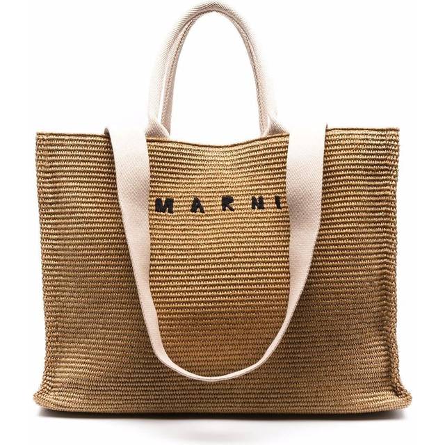 Marni, Tote Bags, male, Brown, ONE SIZE, Brown Shopper Bag with Embroidered Logo