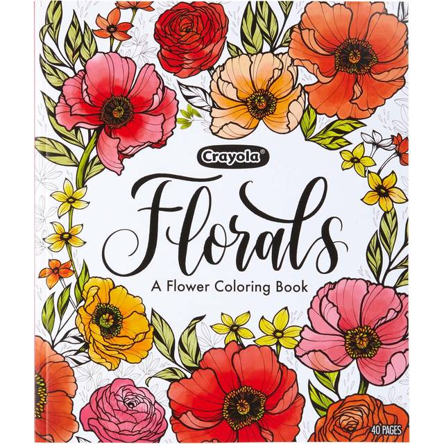 Crayola Floral Adult Coloring Book (40pgs)  Flower Adult Coloring Pages  Stress Relief Activity  Gift for Teens & Adults  9+