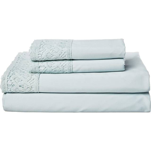 Modern Threads Soft Microfiber Crochet Lace Sheets - Luxurious Microfiber Bed Sheets - Includes Flat Sheet  Fitted Sheet with Deep Pockets  & Pillowca