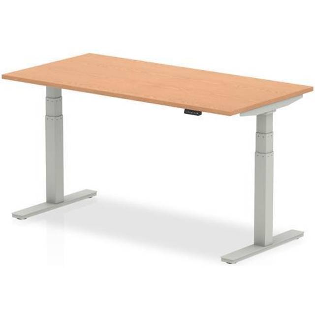 Air 1600/800 Oak Height Adjustable Desk With Silver Legs - HA01019