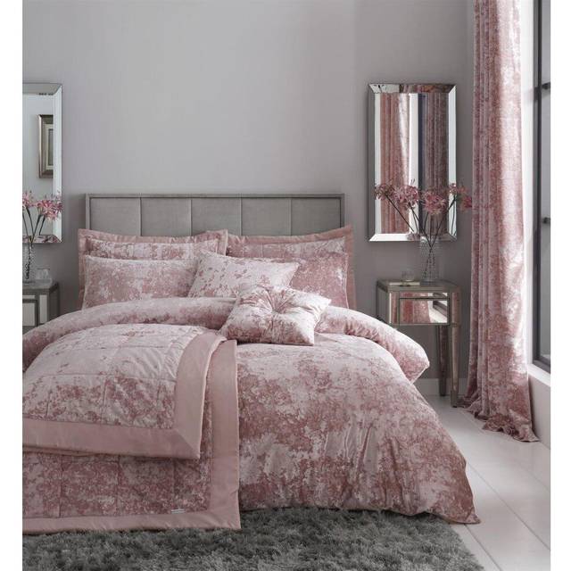 Crushed Velvet Duvet Cover Set with Pillowcases - Blush (Double Duvet Cover + 2 Standard Pillowcases)