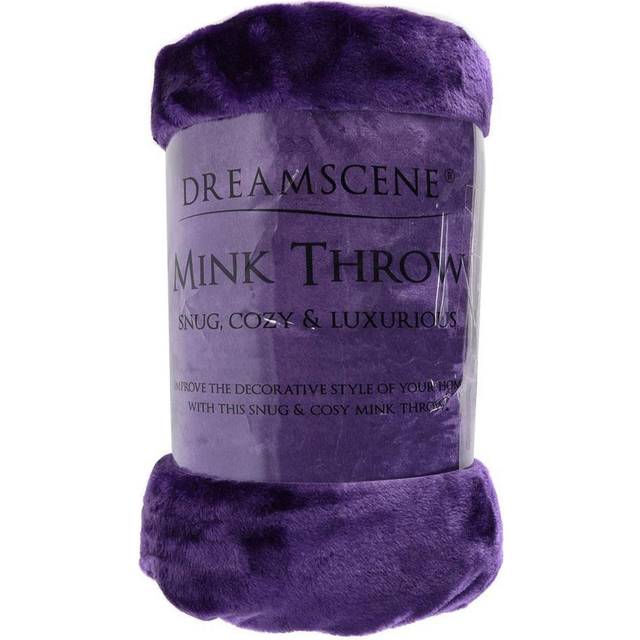 Luxury Faux Fur Mink Fleece King Size Throw - Grape - Purple