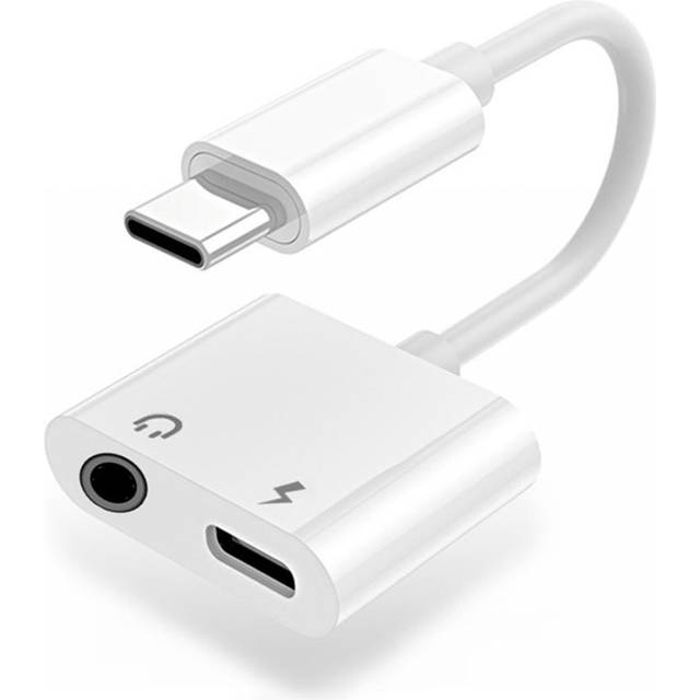 SiGN USB-C till 3.5mm AUX Adapter, 3A - Ladda & Lyssna - Vit