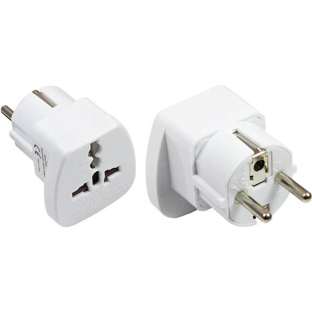 Good Connections Resekontakt – universell reseadapter – uttag till Schuko-kontakt för Storbritannien, Schweiz, Italien, USA, Danmark, 1 st