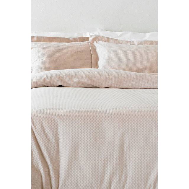 The Linen Yard Waffle King Duvet Cover Set Cotton Blush, Pink