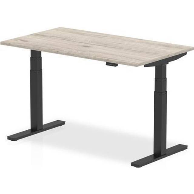 Air 1400 x 800mm Height Adjustable Desk Grey Oak Top Black Leg