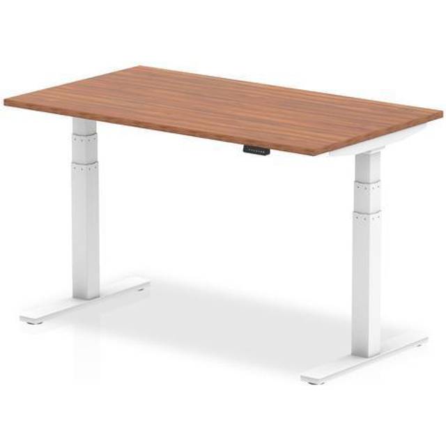 Air1400/800 Walnut Height Adjustable Desk With White Legs - HA01026