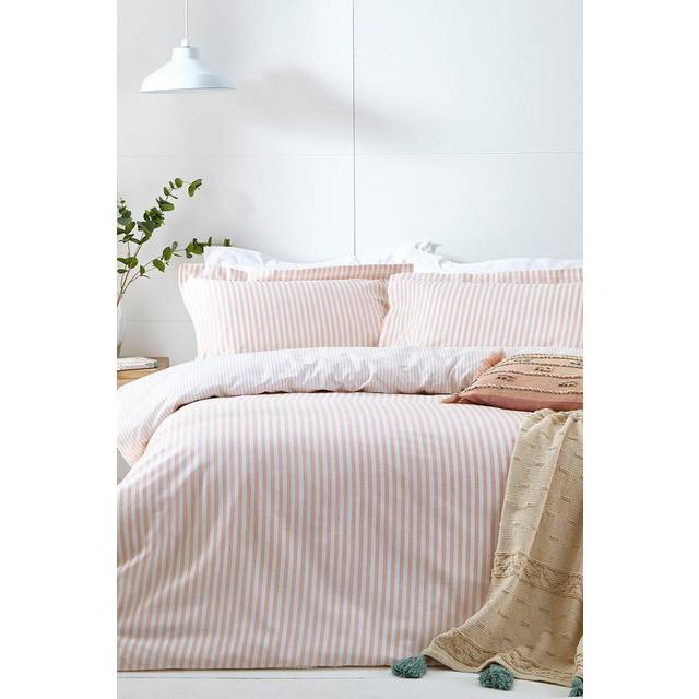 Yard Hebden Mélange Stripe Double Duvet Cover Set Blush, Multi