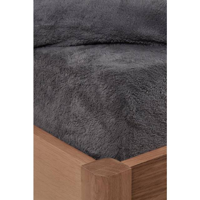 Teddy Fleece Thermal Fitted Bed Sheet - Grey / Double