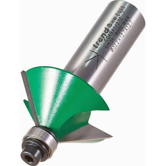 "Trend C049X1/2TC Craft Pro 1/2"" Shank 45 Guided Chamfer Router Cutter Bit-C049X1/2TC-Diameter 32mm Cutting Length 12.7mm Bearing 9.5mm Tungsten"