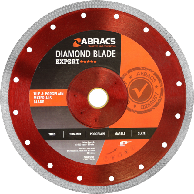 Abracs Diamond Blade X-Tech Tile Blade, 230mm x 2.4mm x 25.4/22mm, ABDCR230